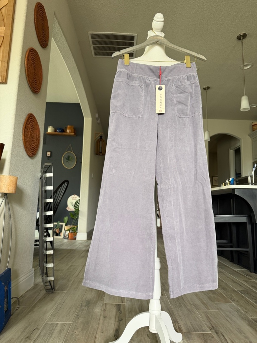 NWT Lilac Lavender Wearable Pants S Front Pockets Elastic Waist Wide Leg